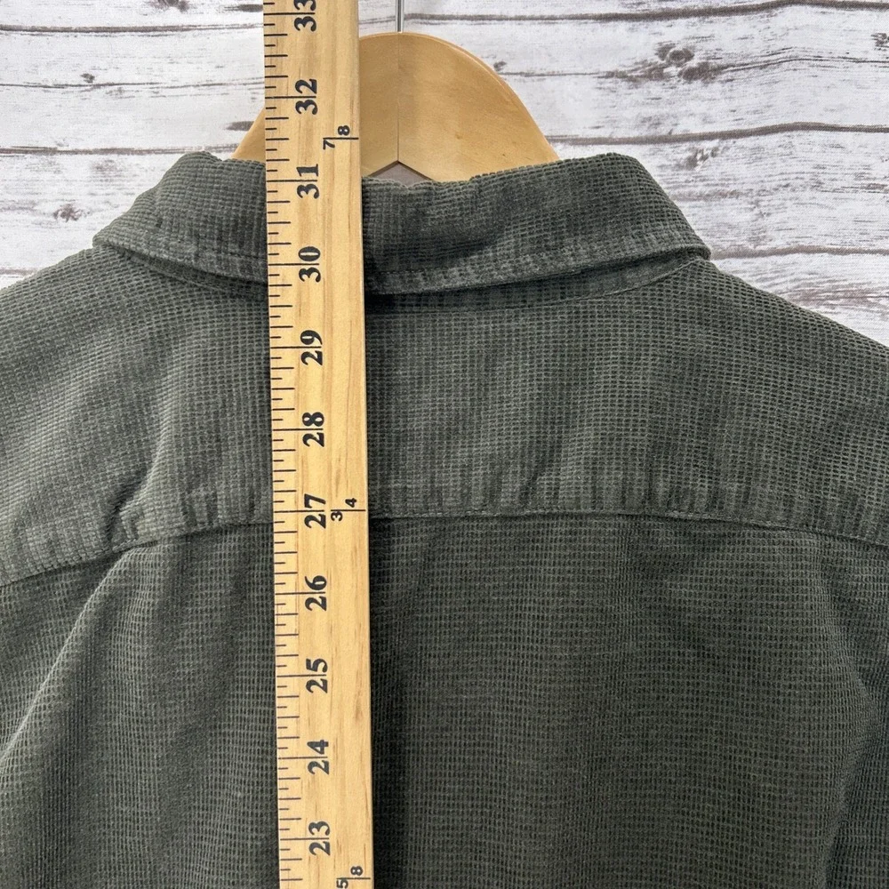 Banana Republic Corduroy Shirt Mens Large Untucked Fit Fine Wale Green Cotton